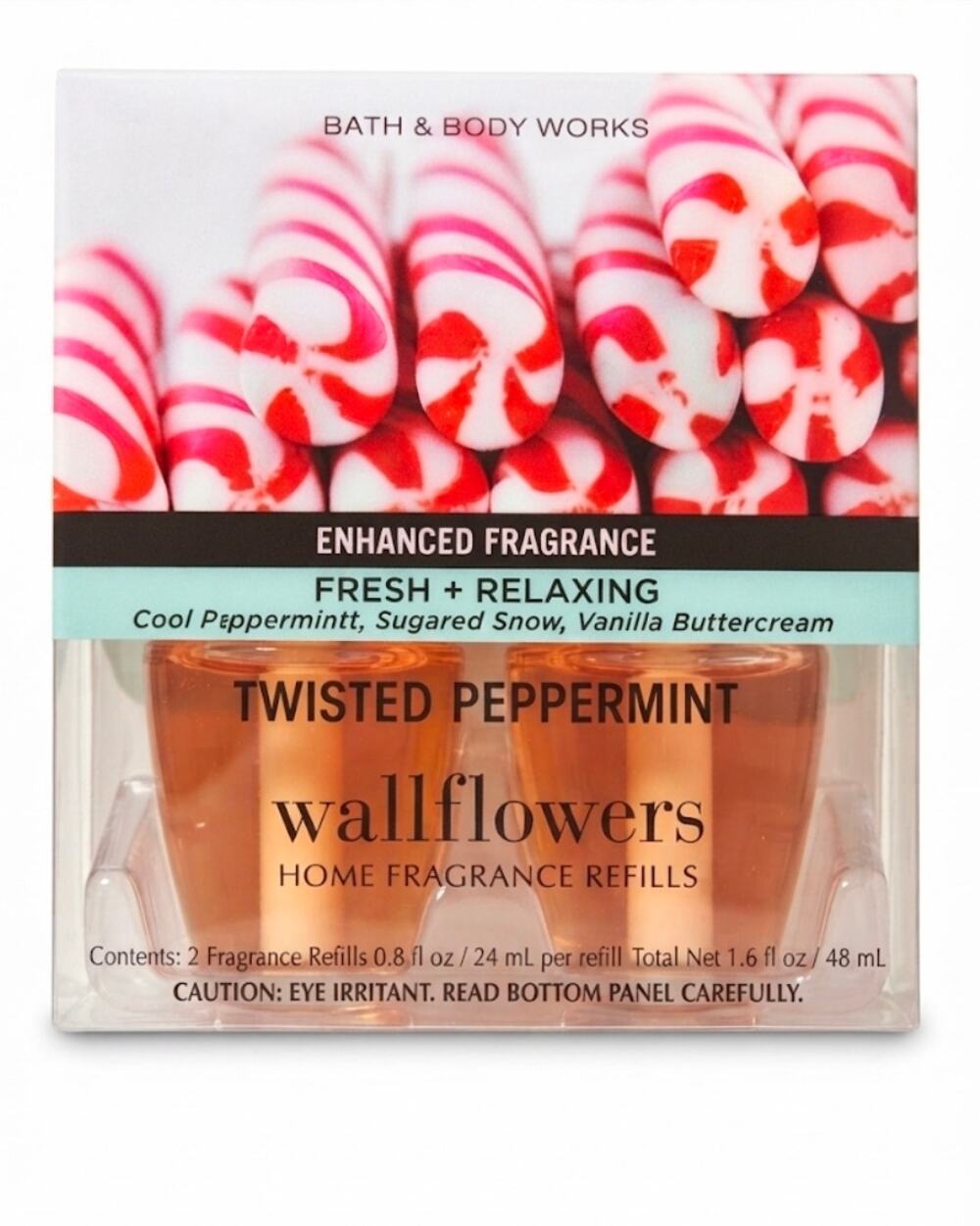 Bath & Body Works Wallflowers Refill 2-Pack Home Fragrance TWISTED PEPPERMINT